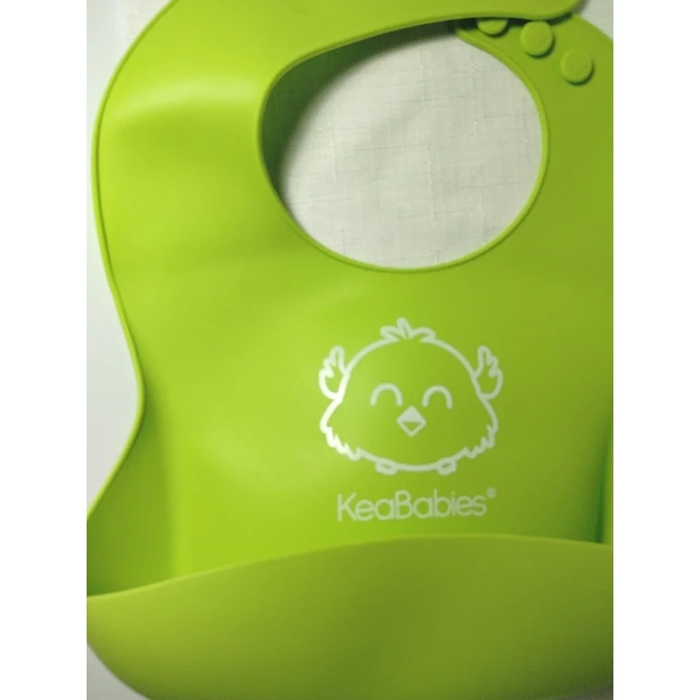 Silicone Bibs By KeaBabies! Lot Of 3 Adjustable Bibs In Blue, Teal & Green. EUC